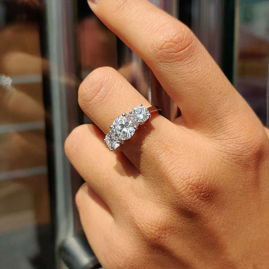 Fashion Three Shining Diamond Zircon Female Proposal Engagement Ring