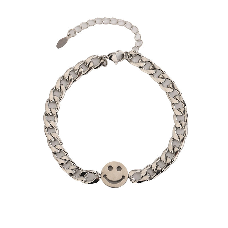 Women's & Men's Titanium Steel Smiley Minimalist Design Hip Hop Style High-grade Bracelet