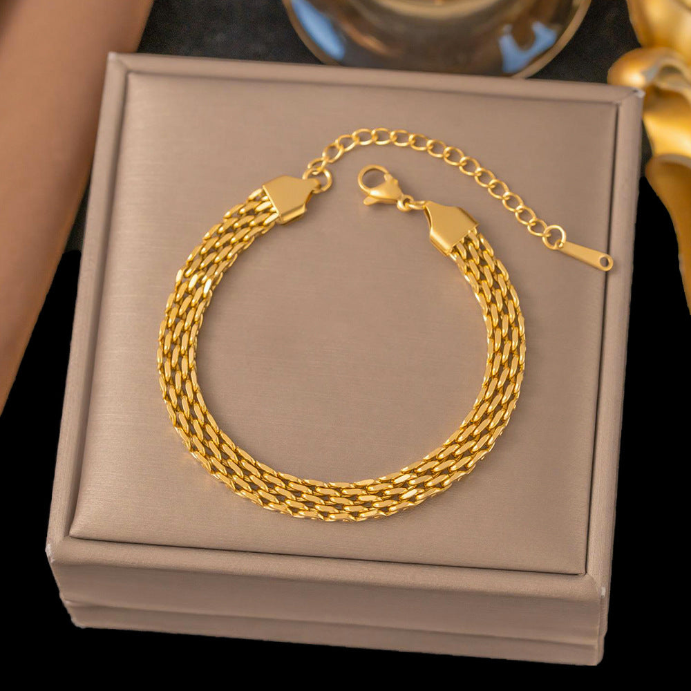 Chain Metal Rough Titanium Steel Female Clavicle Woven Snake Bracelet