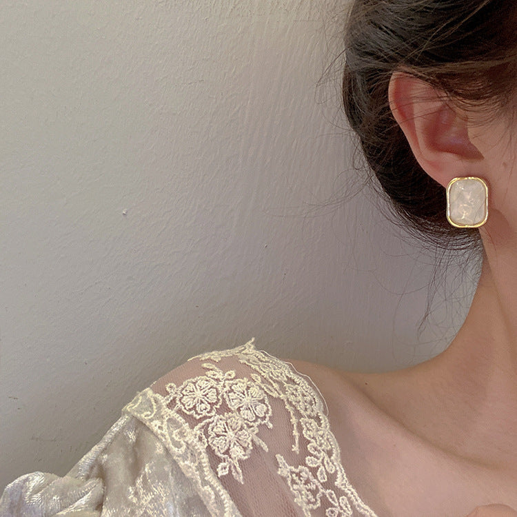 Women's Needle Round Opal Stone Ear Retro Rings