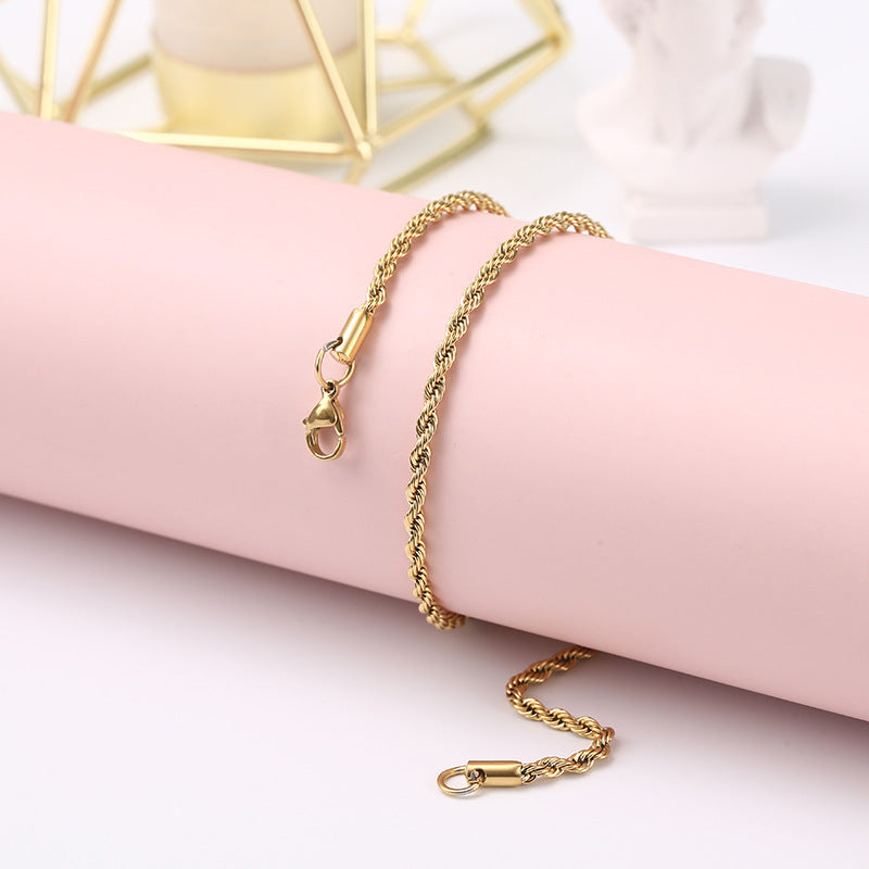 Stainless Steel Hemp Flowers Chain Vacuum Electroplating Furnace Titanium Necklace