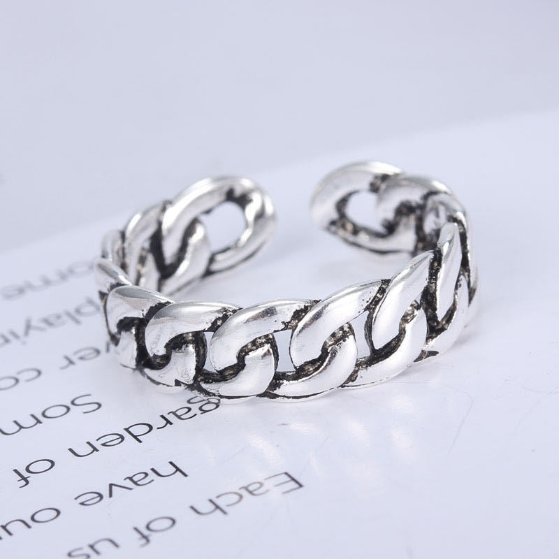 Women's & Men's Punk Heavy Wide Face Abstract Art Open Distressed Street Tide Ring