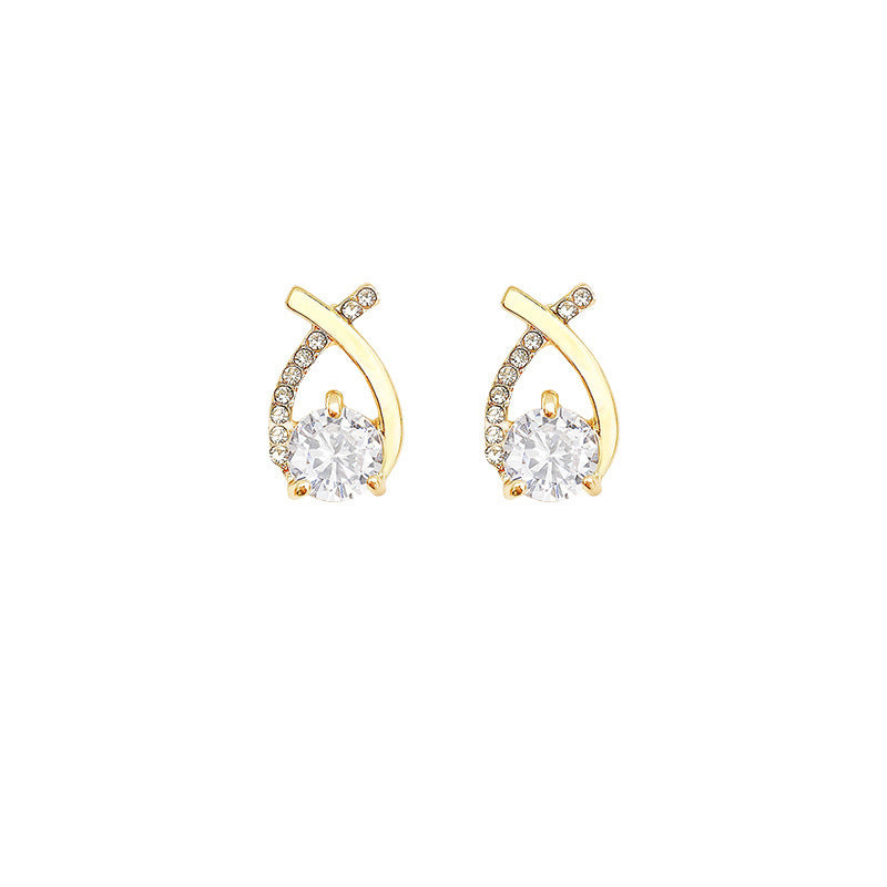 Diamond Cross Light Luxury Temperament Niche Earrings