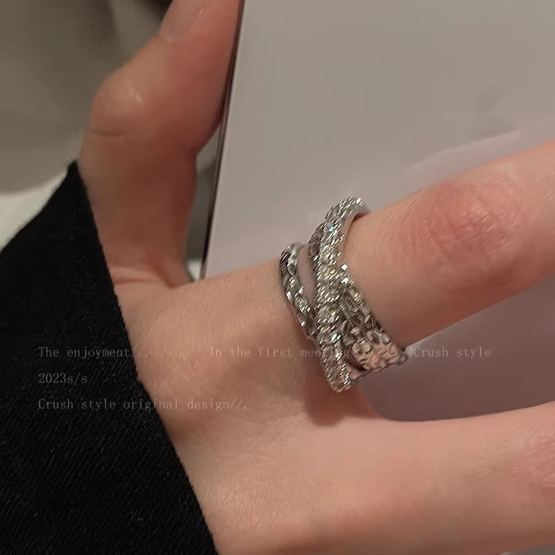 Zircon Simple Female Opening Adjustable Index Finger Light Luxury Rings