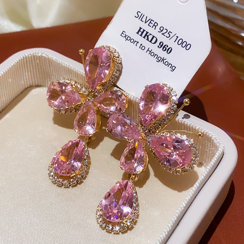 Women's Zircon Flower Light Luxury High-grade Temperament Fashion Earrings