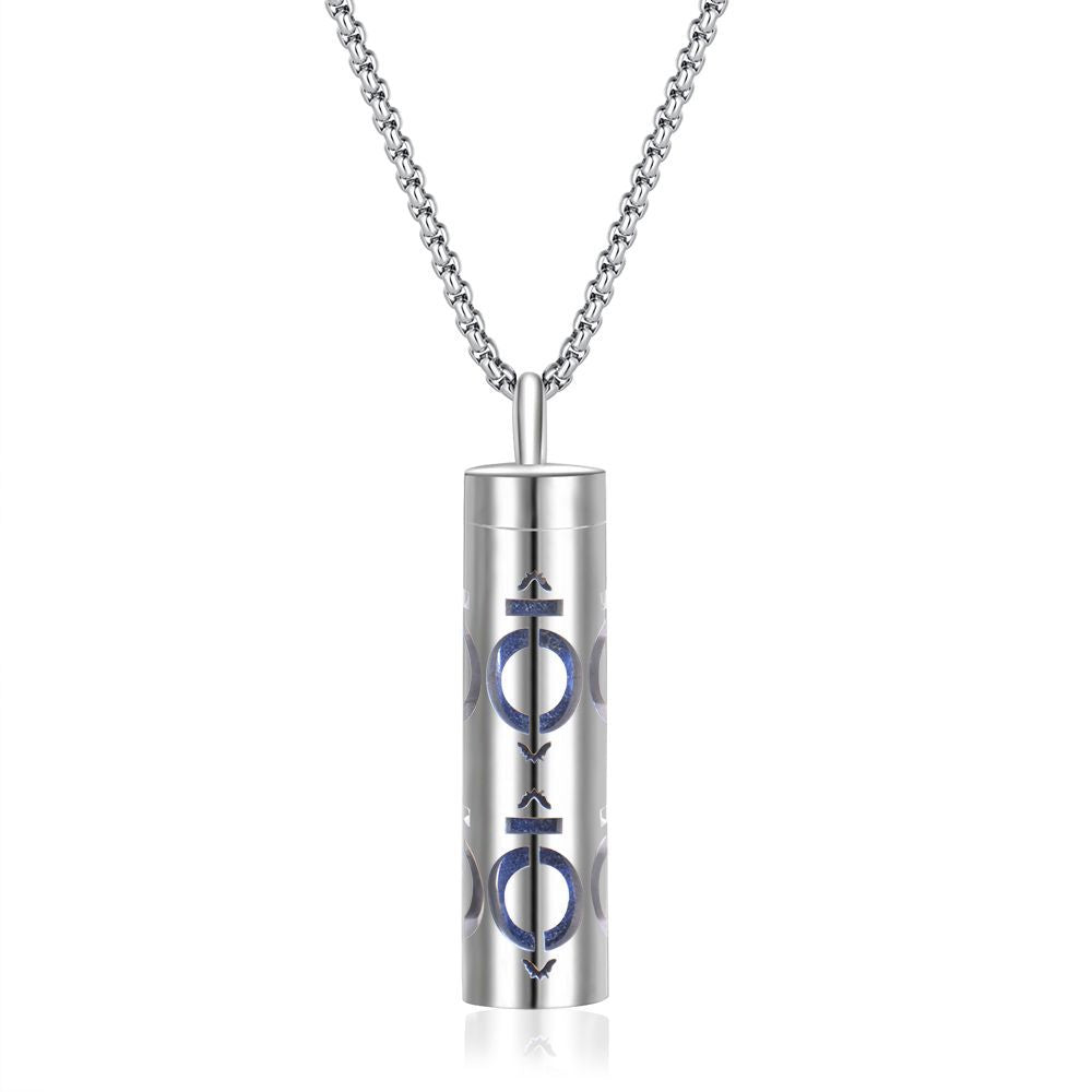 Perfume Bottle Essential Oil Stainless Steel Cylinder Corrugated Couple Pendants