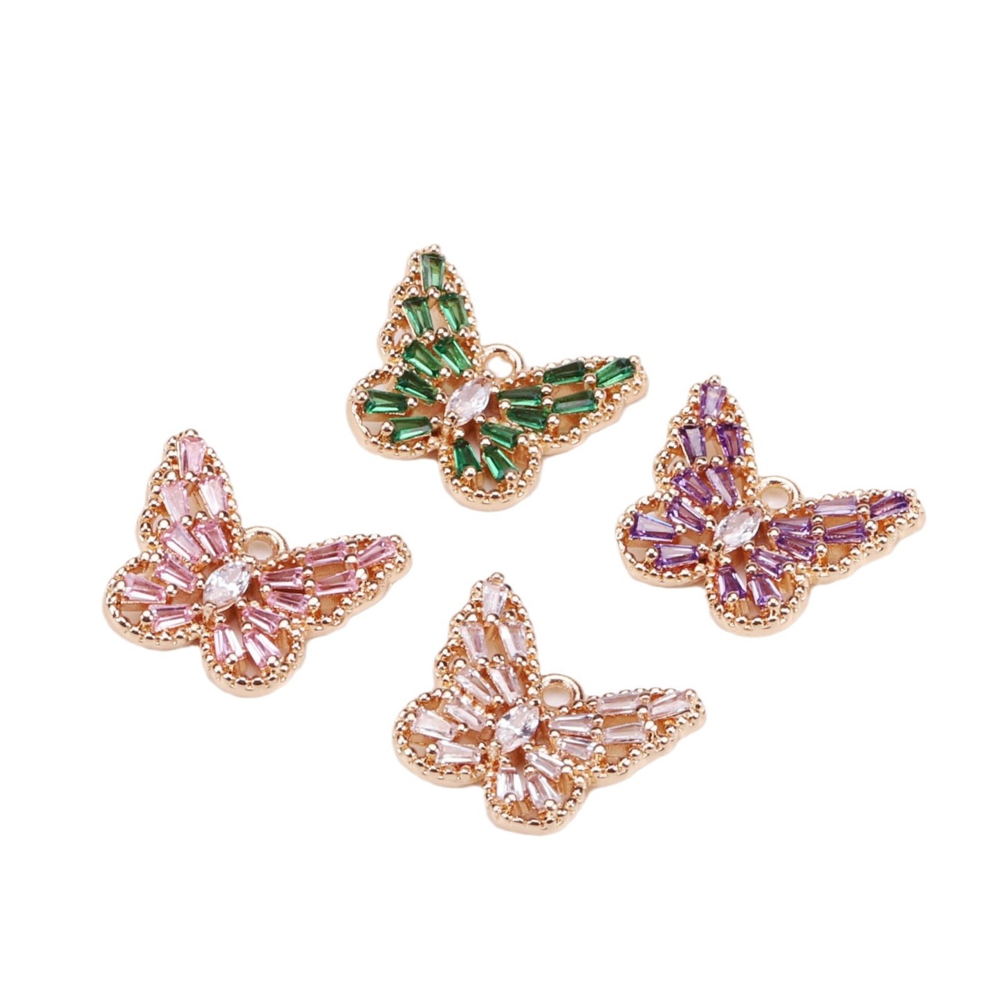 Butterfly Gold Color Retaining Micro Inlaid Pendants