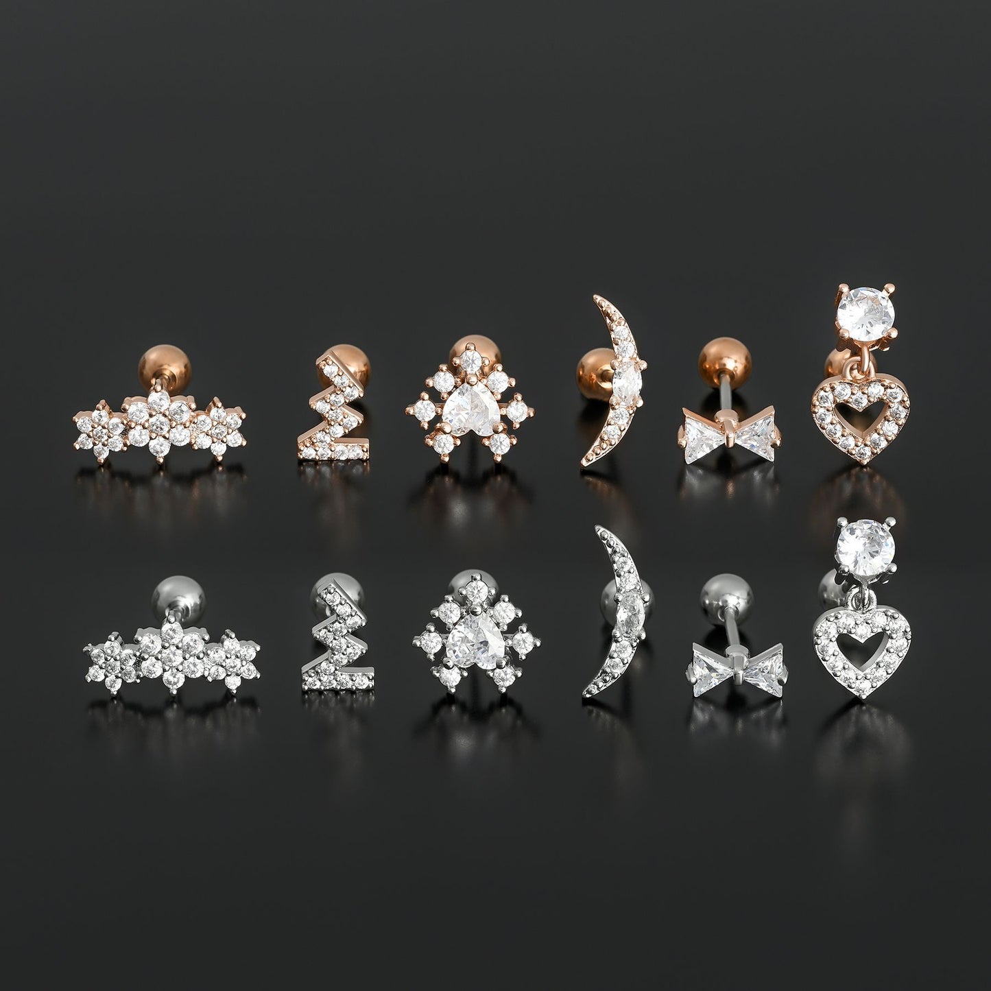 Love Heart Micro Inlaid Zircon Trendy Earrings