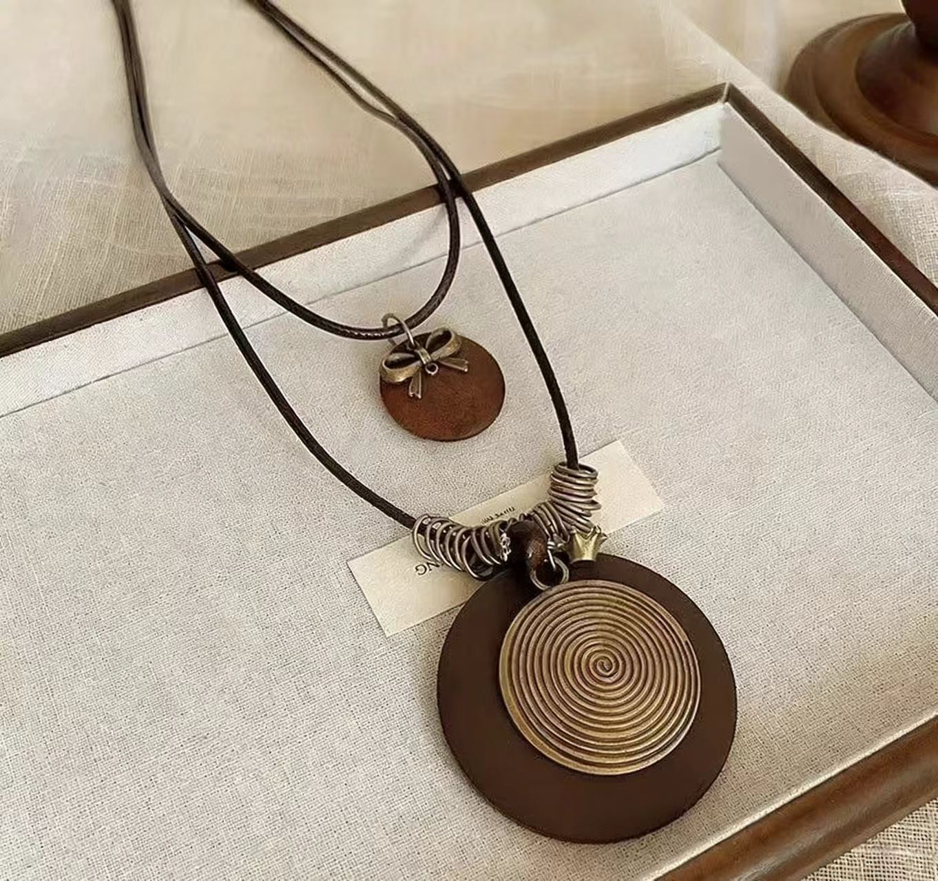 Women's Chinese Zen Retro Long Feather Bohemian Ethnic Style Double Layer Necklaces