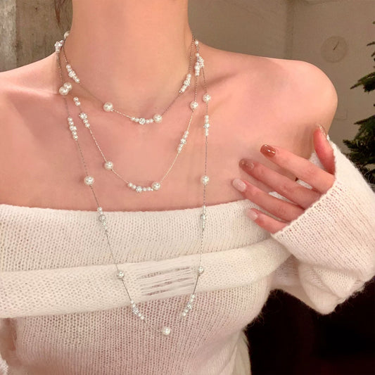 Women's Sky Pearl Long Light Luxury Twin Dress Dignified Generous Necklaces