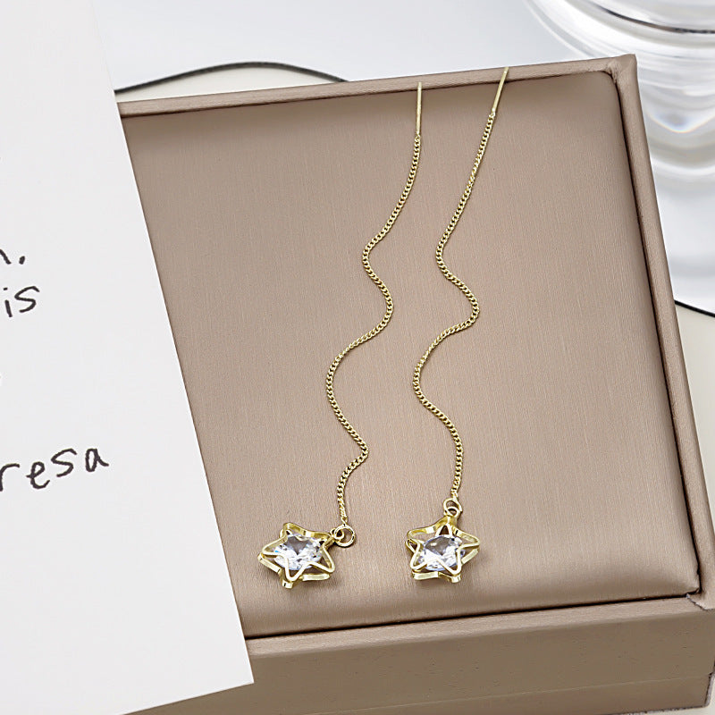 Diamond Butterfly Flower Pearl Graceful Fashionable Long Earrings