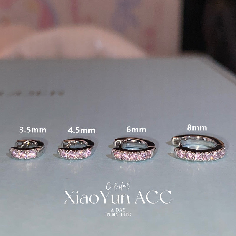 Simple Blue Zircon Straight Needle Ear Female Edge Stud Earrings