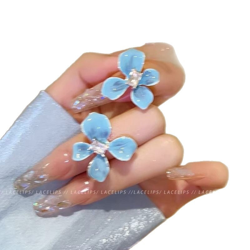Women's Blue Flower For Spring Light Luxury High-grade Niche Stud Earrings