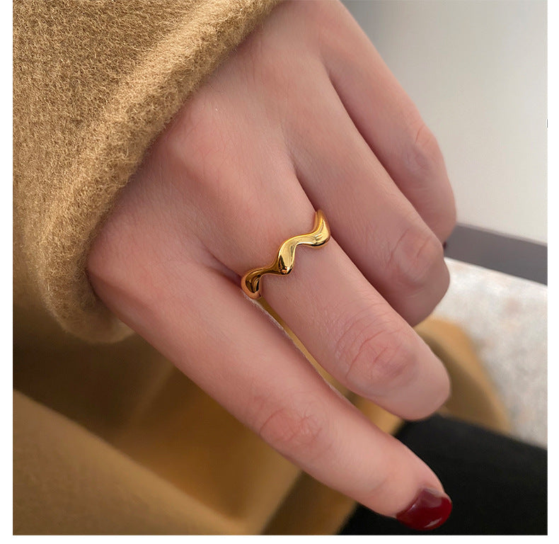 Wave Abstract Titanium Steel Index Finger Female Fashion Personality Geometry Rings