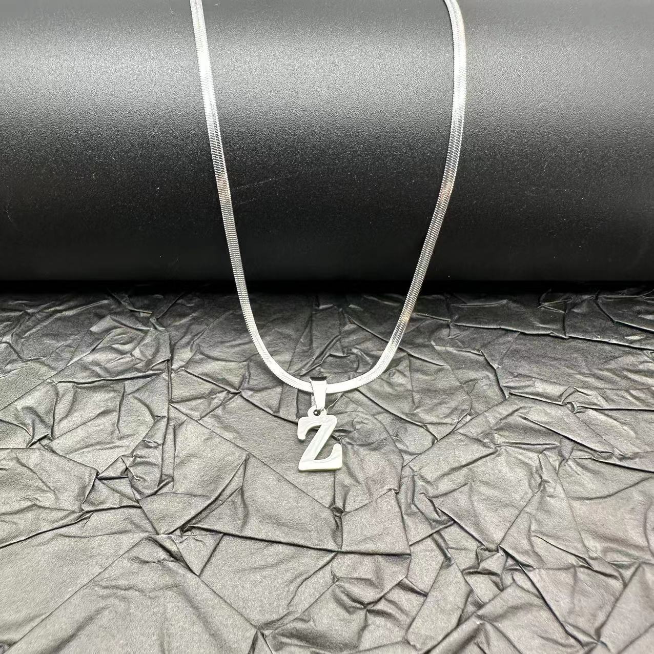 Letter Blade Chain Stainless Steel Material Necklaces