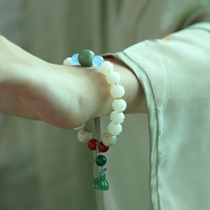 Pumpkin Lotus Beads White Jade Bodhi Rich Flower Charcoal Bracelets