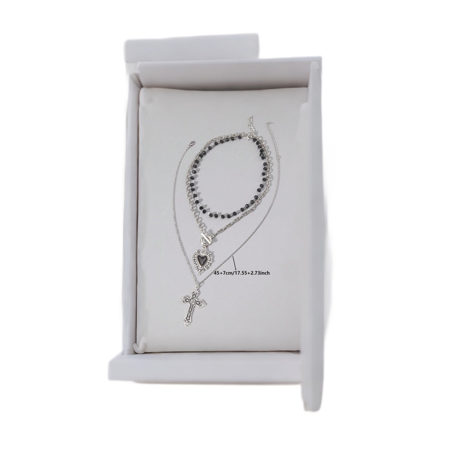 Women's Gothic Style Cross Heart Fashion Twin Clavicle Necklaces