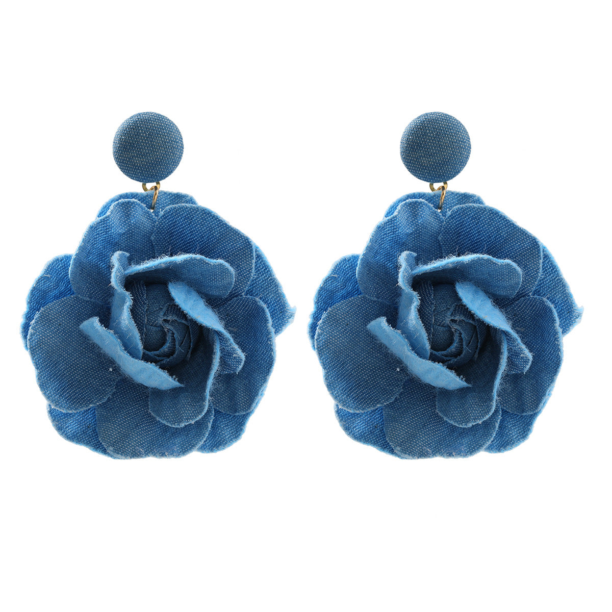 Flower Exaggerated Female Trend Denim Blue Earrings