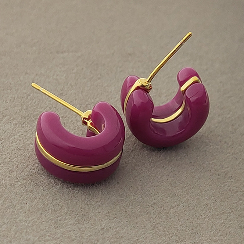 Elegant Small Design Beautiful Color Simple Earrings