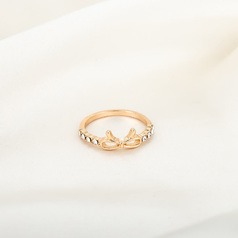 Fashion Simple Spot Drill Bow Single Ring