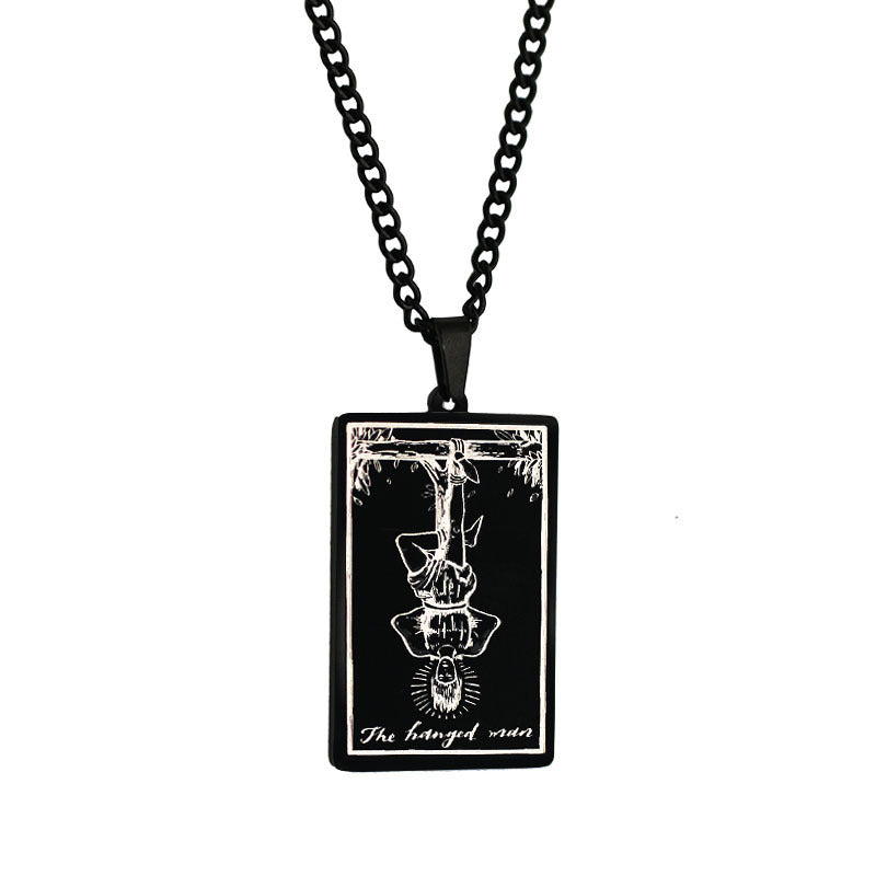 Zhang Tarot Titanium Steel Retro Rectangular Necklaces