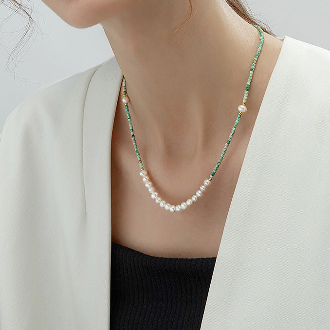 Women's Rice Grain Freshwater Pearl Simplicity Fashion Temperament Design Clavicle Chain Necklace