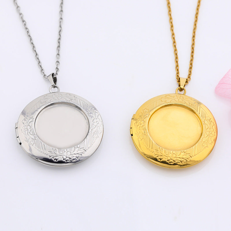 Steel Box Carved Personalized Creative Lucky Necklace