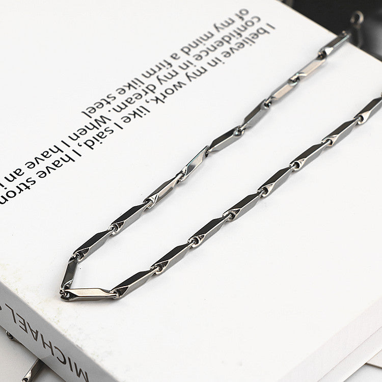 Men's Titanium Steel Bevel Chain Metal Hip Hop Necklace