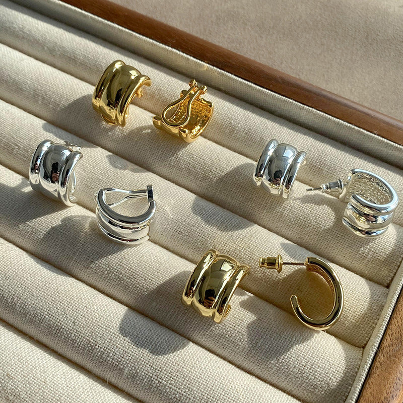 Temperament Ear Clip High-grade Wide Face Copper Rings