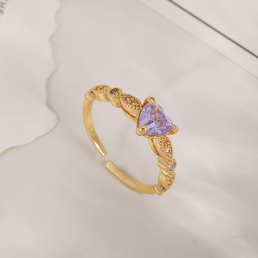 Women's Open-end Zircon Fashionable Classy Simple Cold Feeling Goddess Rings