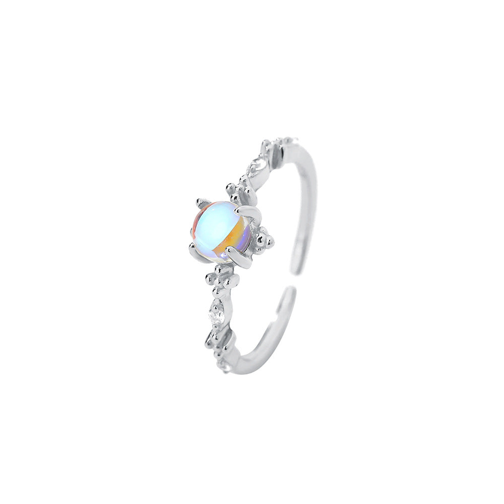 Moonstone Female Niche Fashion Open Adjustable Rings