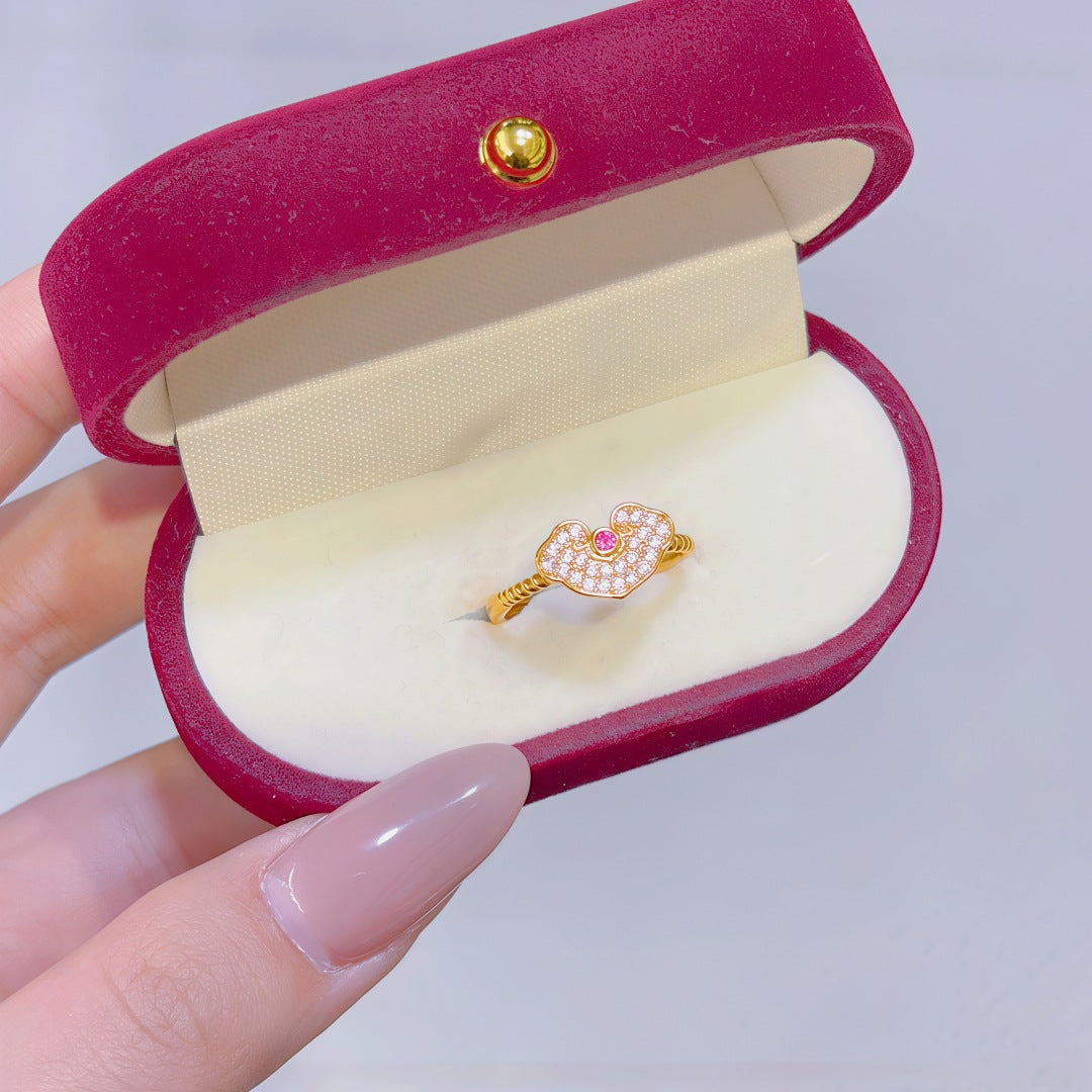 Women's Alluvial Gold Retro Affordable Luxury Design Brass Plated Fashion Ring