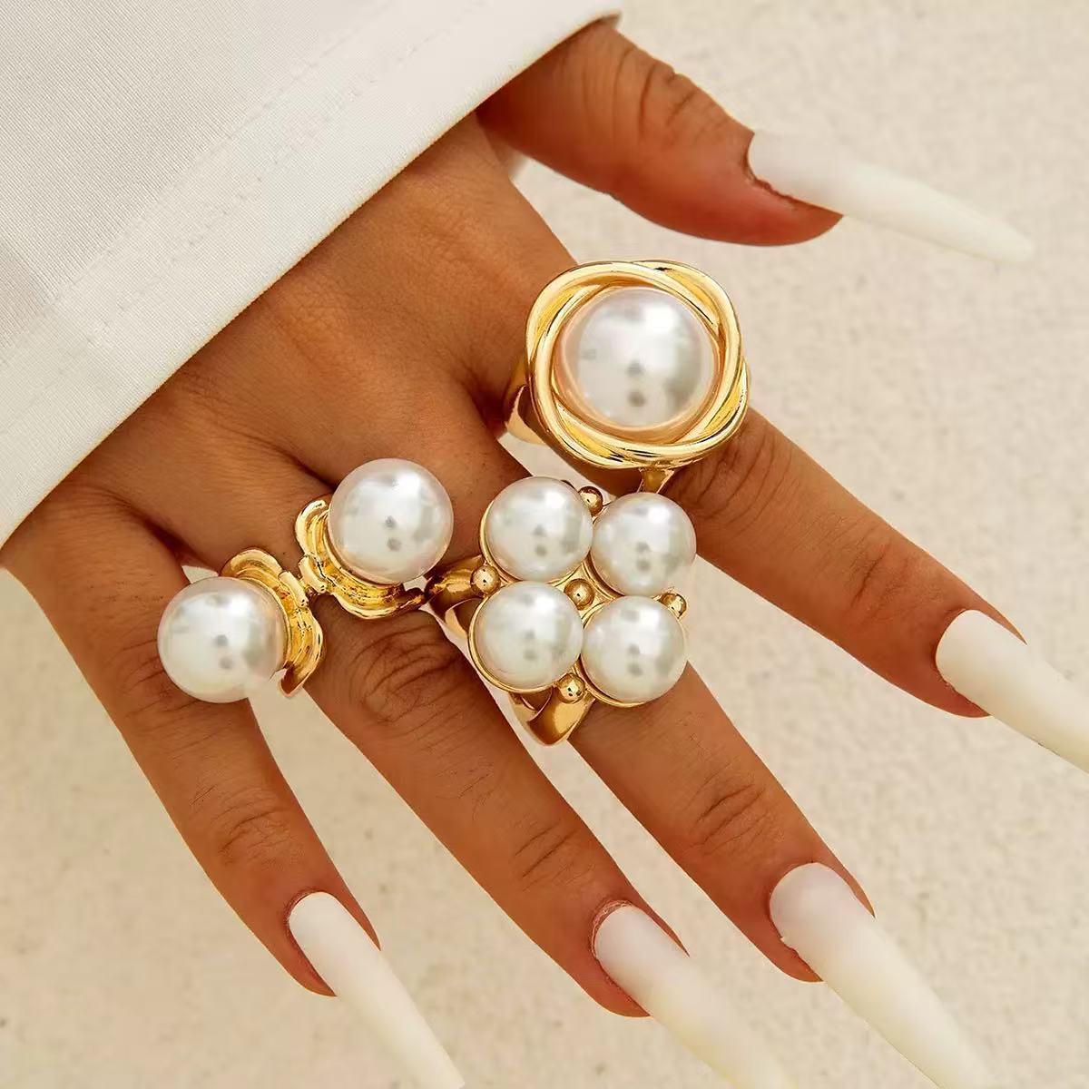 Women's Metal Vintage Design Button Stylish Opening Suit Rings