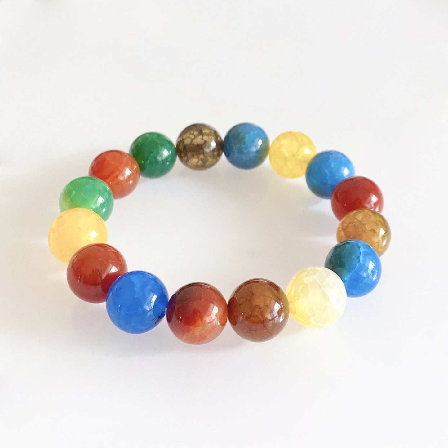 Women's & Men's Dragon Pattern Agate Single Circle Round Beads Life Scale Texture Bracelet