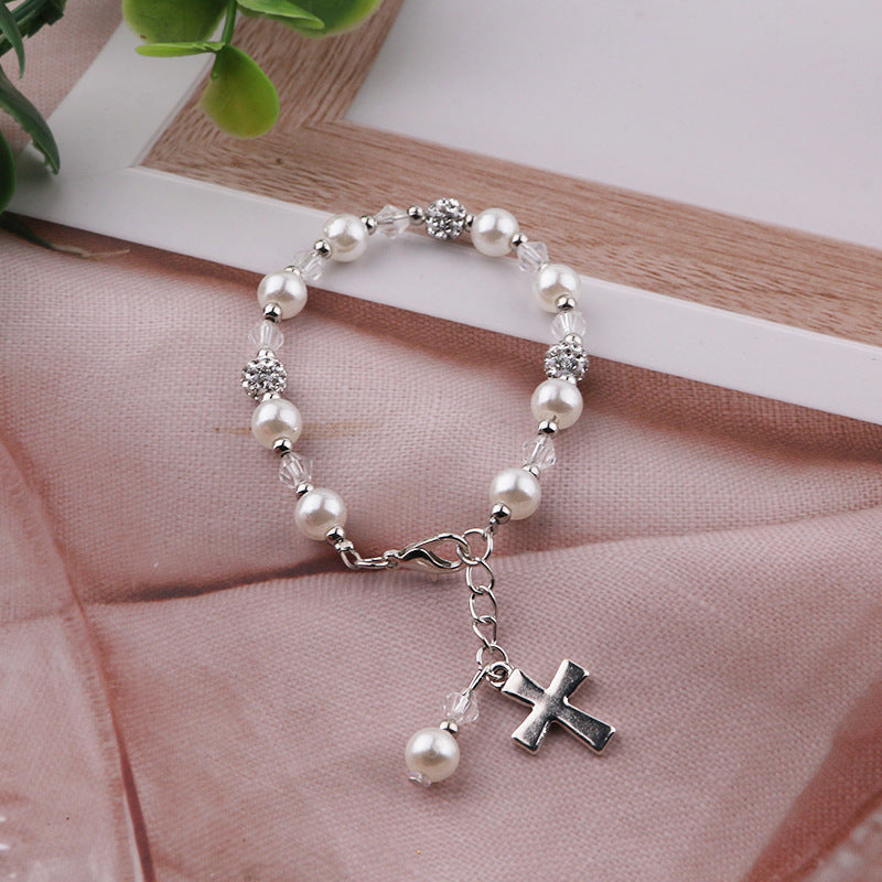 Children's Style Simple Pearl Rhinestone Ball String Lucky Beads Bracelet