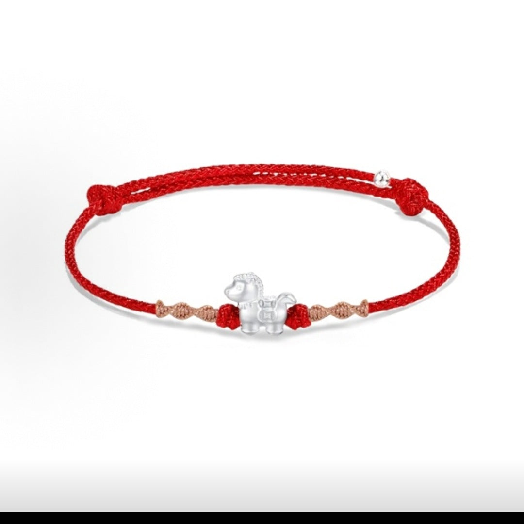Pure Sier Immediately Rich Red Rope Couple Bracelet