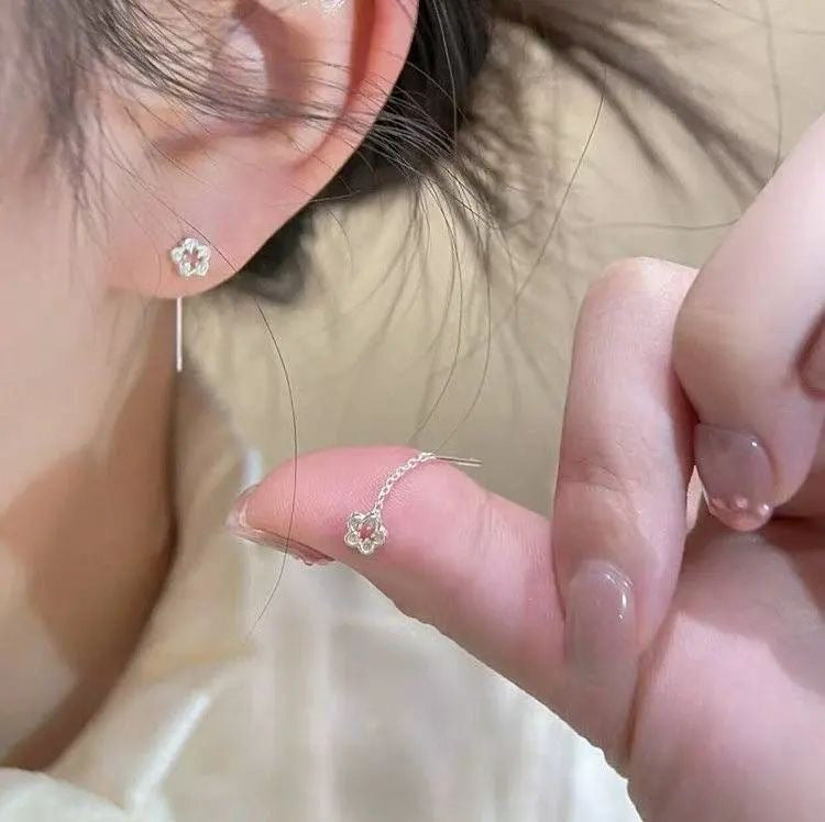 Women's Flower Simple Elegant Tassel Sterling Sier Niche Earrings
