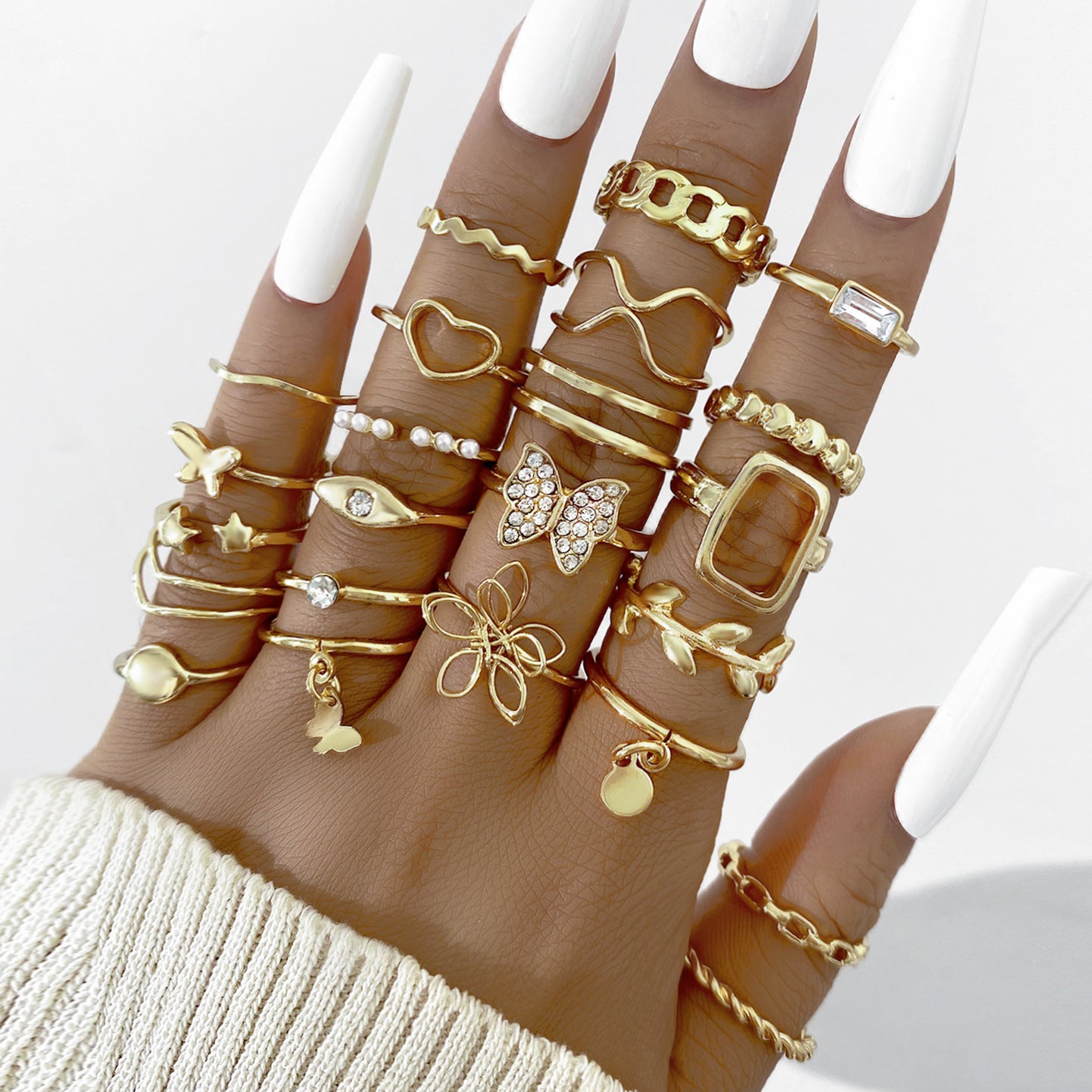 Creative Personality Geometry Metallic Twin Knuckle Ring