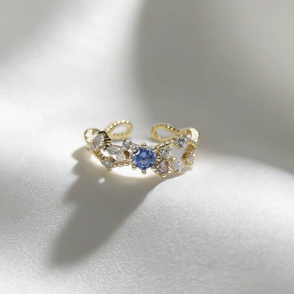 Light Luxury Full Rhinestone Zircon Retro Opening Personality High Sense Rings