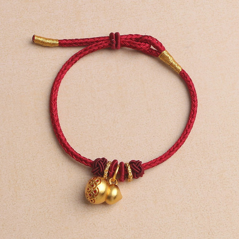 Women's & Men's Red Rope Alluvial Gold Ingot God Of Bracelets