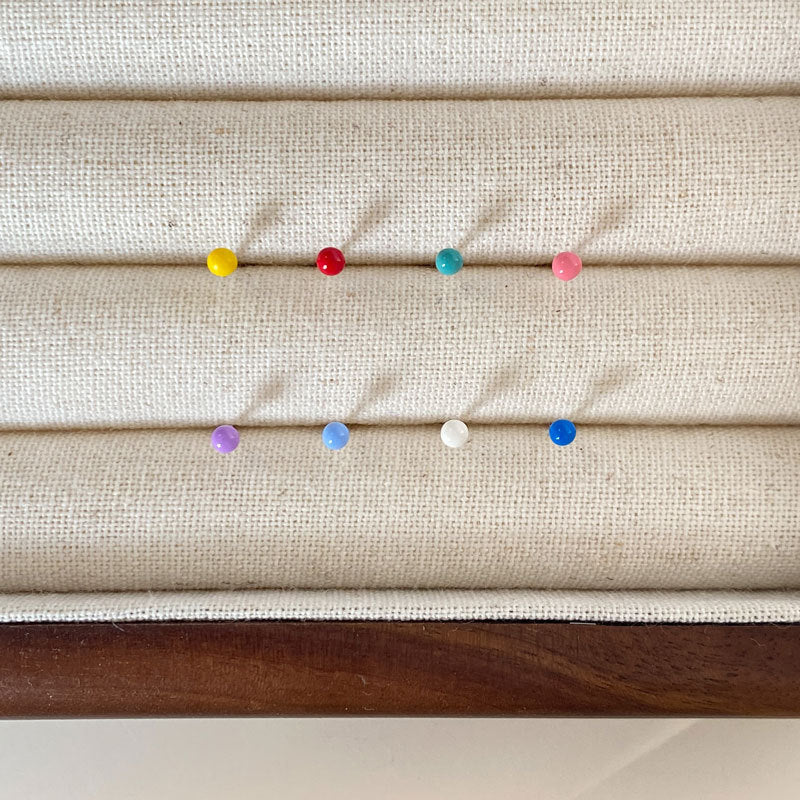 Women's Mini Rainbow Epoxy Small Ball For Cute Personality Earrings