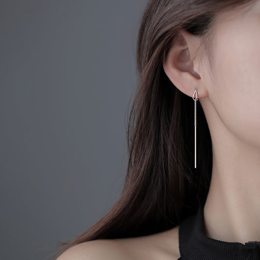 Women's Long Sterling Sier For Trendy Simple Face Slimming White Gold Rings