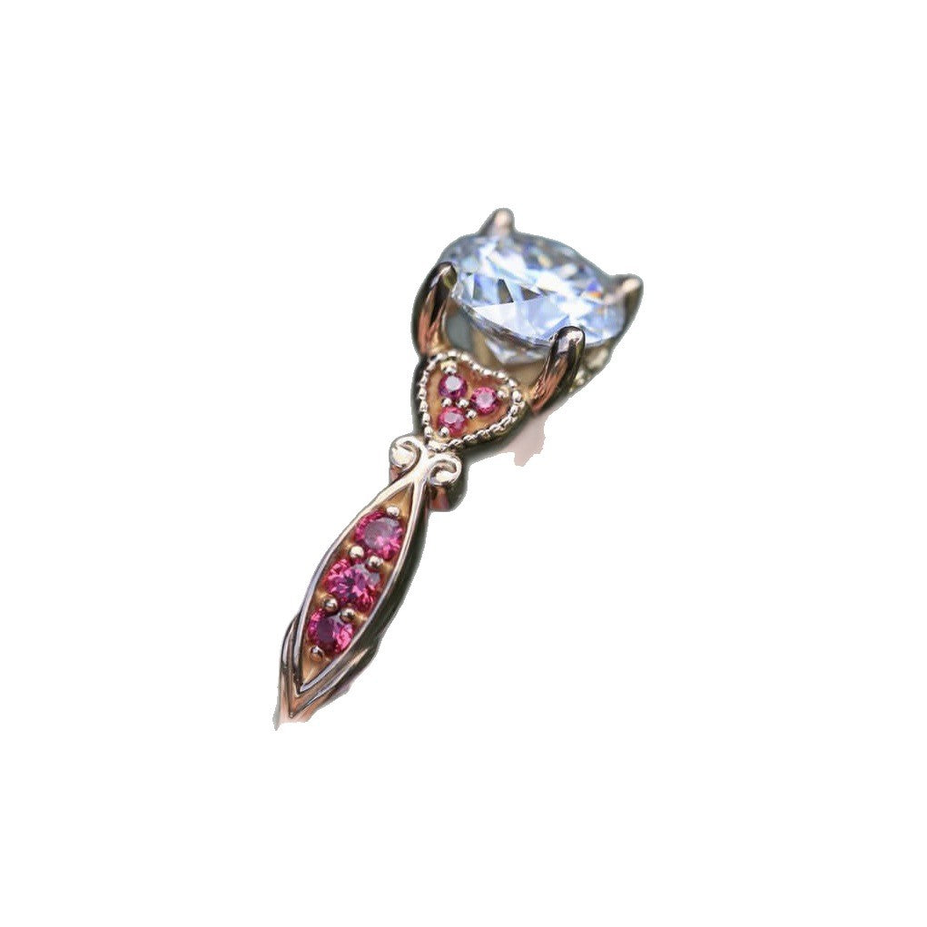 Women's Gold Zircon Simple Tail Versatile Pink Diamond Rings
