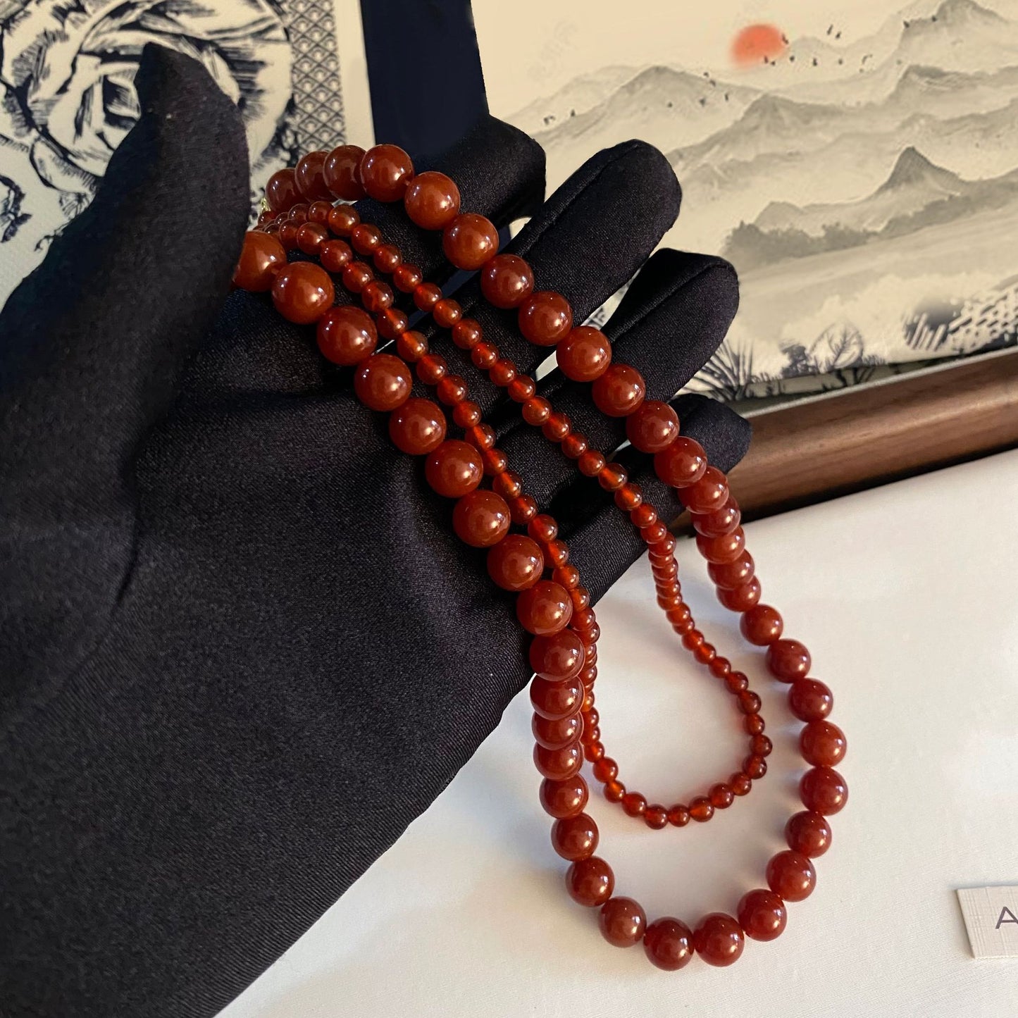 Red Agate Beaded Double Layer Retro Necklaces