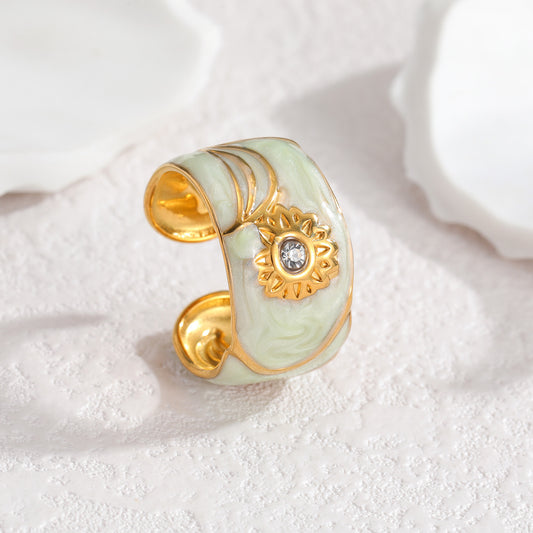 Enamel Open Light Luxury High-grade Flower Rings