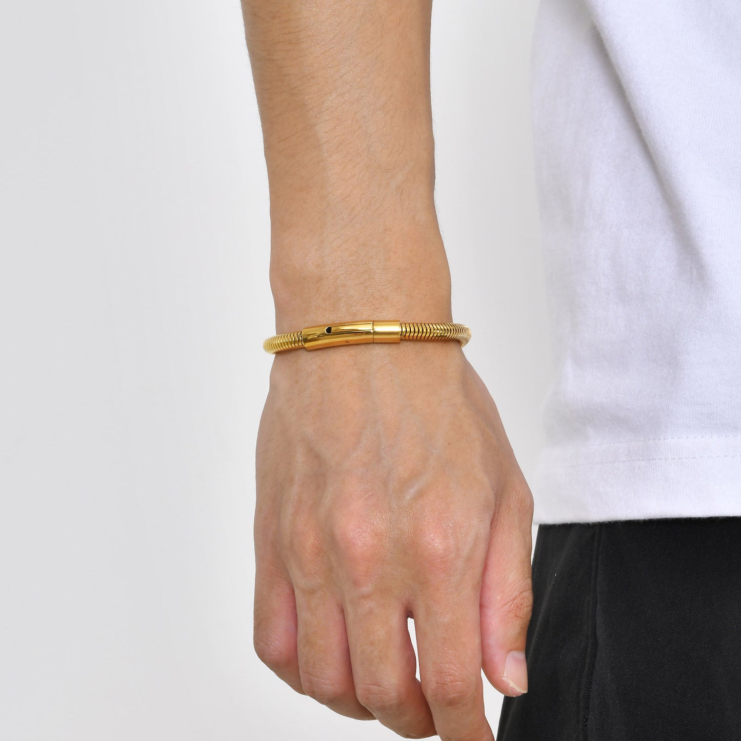 Men's Steel Snap Round Snake Chain Thick Bracelets