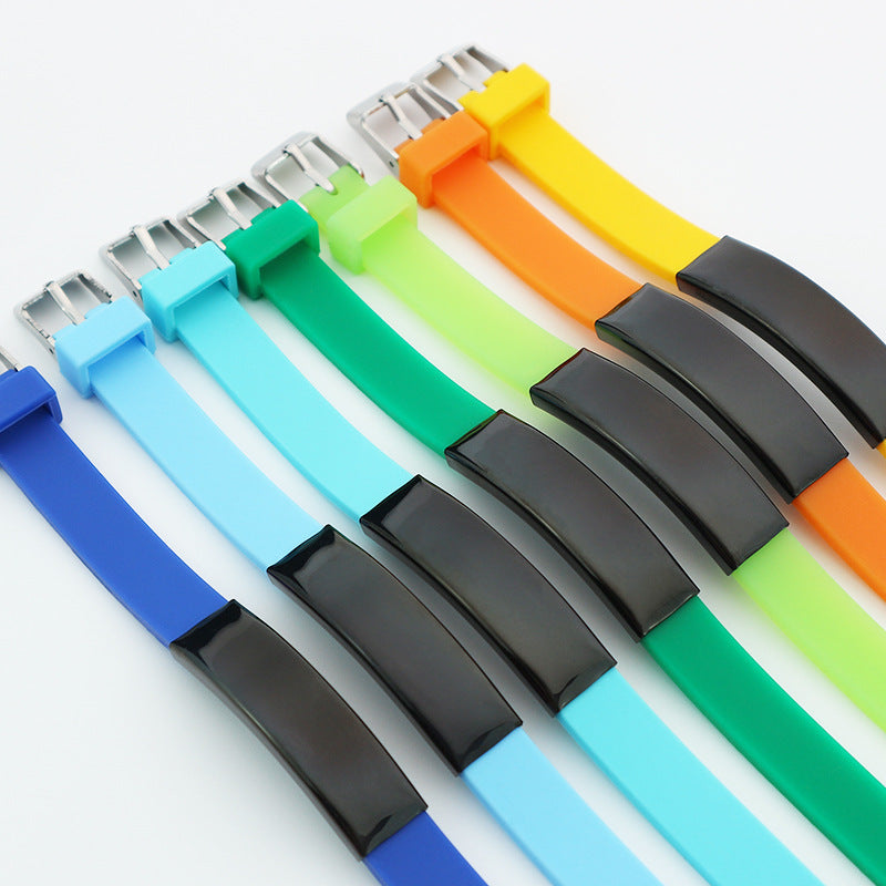 Soft Silicone Wristband Fashion Simple Couple Can Carve Writing Stainless Bracelet