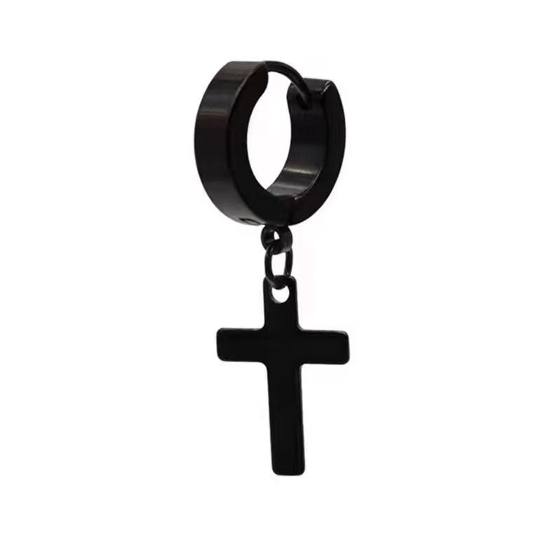 Men's Hip Hop Rock Cross Screw Vintage Dragon Earrings