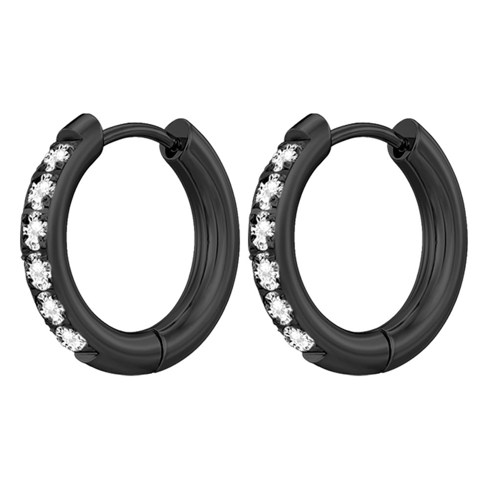 Wind Small Bright Stainless Steel Inlaid Zircon Clip Titanium Ear Buckle
