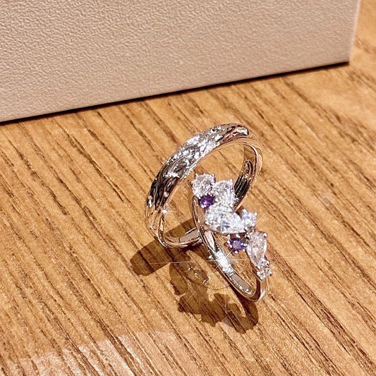 Wisteria Flower Series Couple Adjustable Opening Niche High Ring